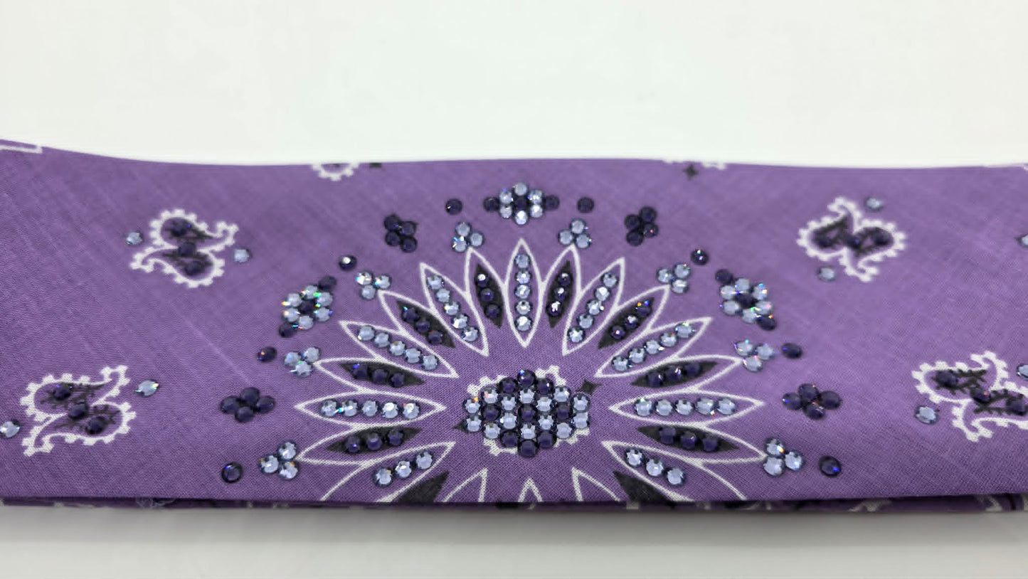 Lavender Paisley Bandana with Purple Velvet and Lavender Austrian Crystals (E60154)
