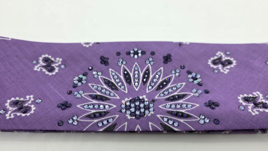 Lavender Paisley Bandana with Purple Velvet and Lavender Austrian Crystals (E60154)