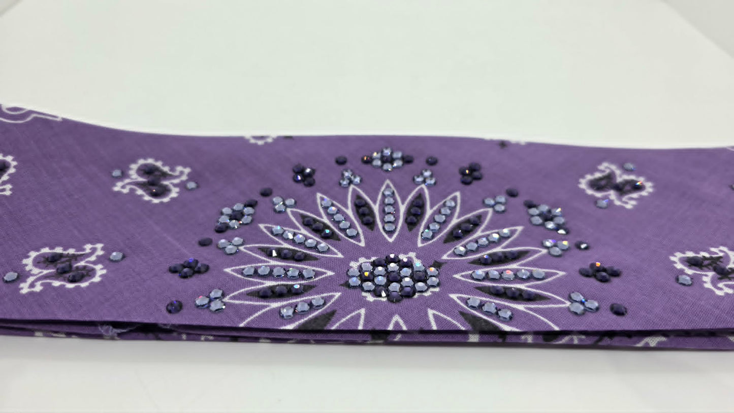 Lavender Paisley Bandana with Purple Velvet and Lavender Austrian Crystals (E60154)