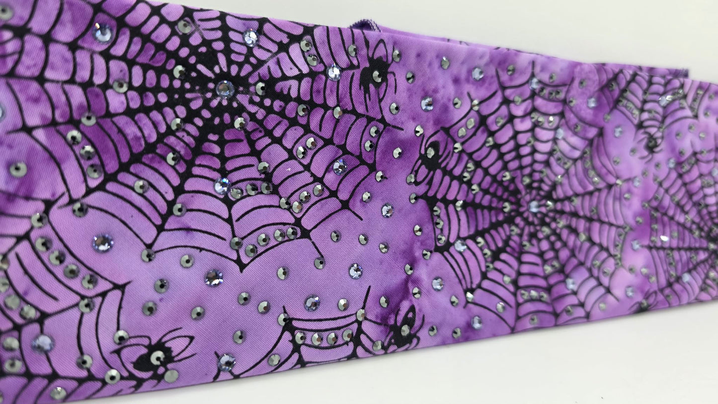 LeeAnnette Purple Spider Webs Bandana with Light Purple and Black Austrian Crystals (L40228)