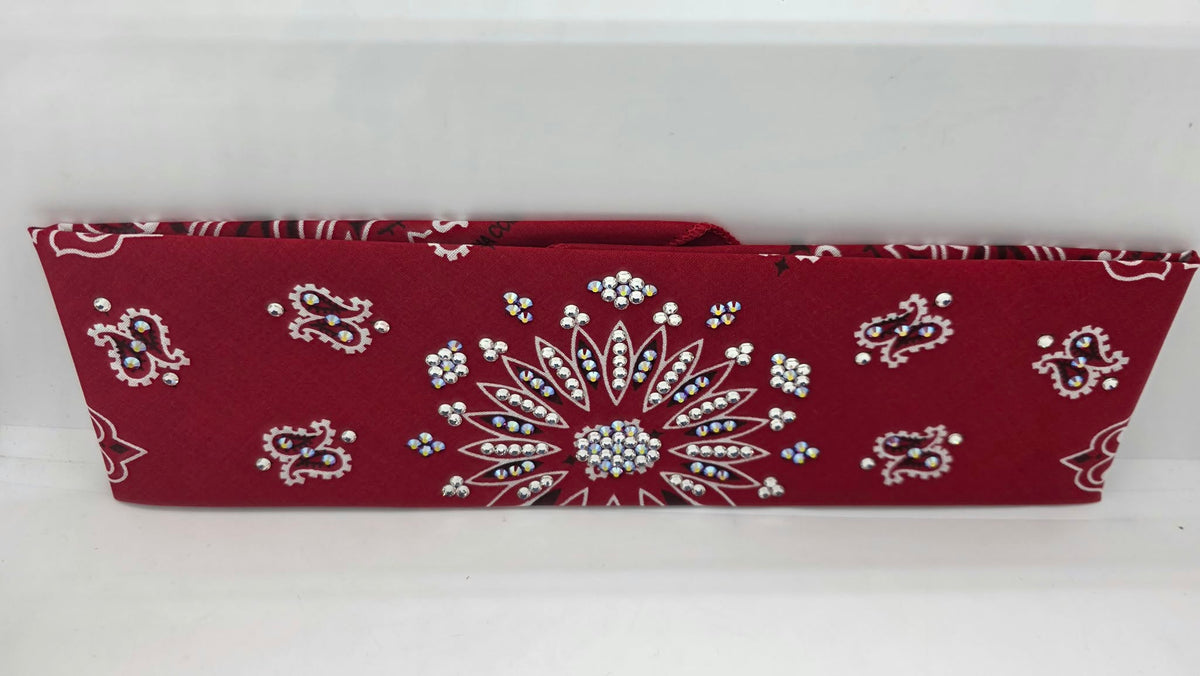 Red Paisley with Red Shimmer and Diamond Clear Austrian Crystals (E60180)