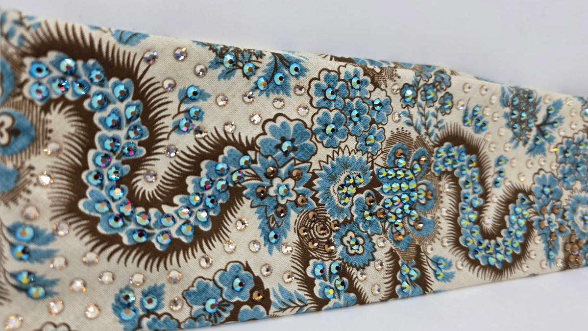 LeeAnnette Flower Dragon Bandana with Dark Red Shimmer, Honey and Brown Austrian Crystals (L40296)