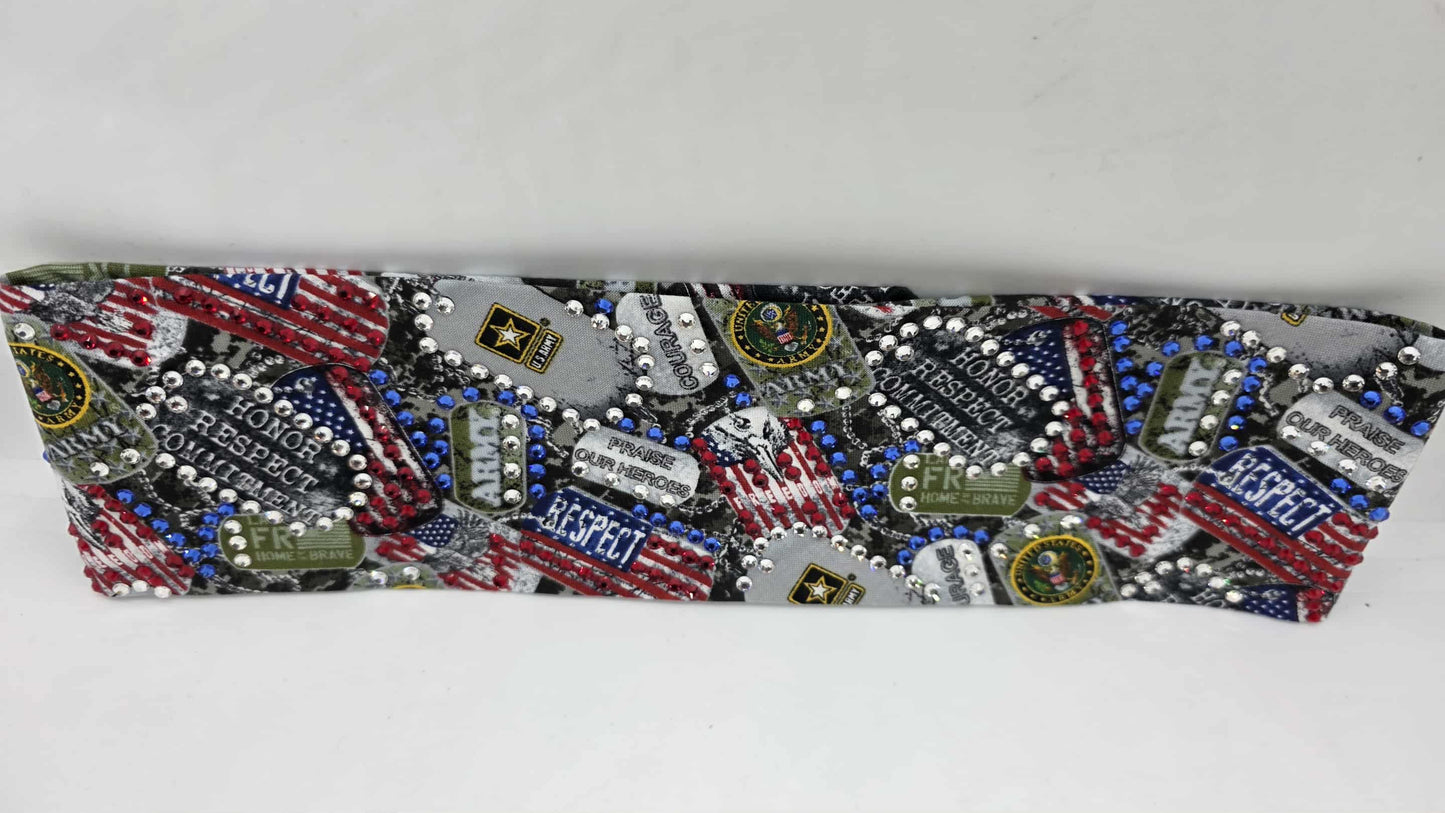 LeeAnnette Army with Red, Blue and Diamond Clear Austrian Crystals (sku4839)