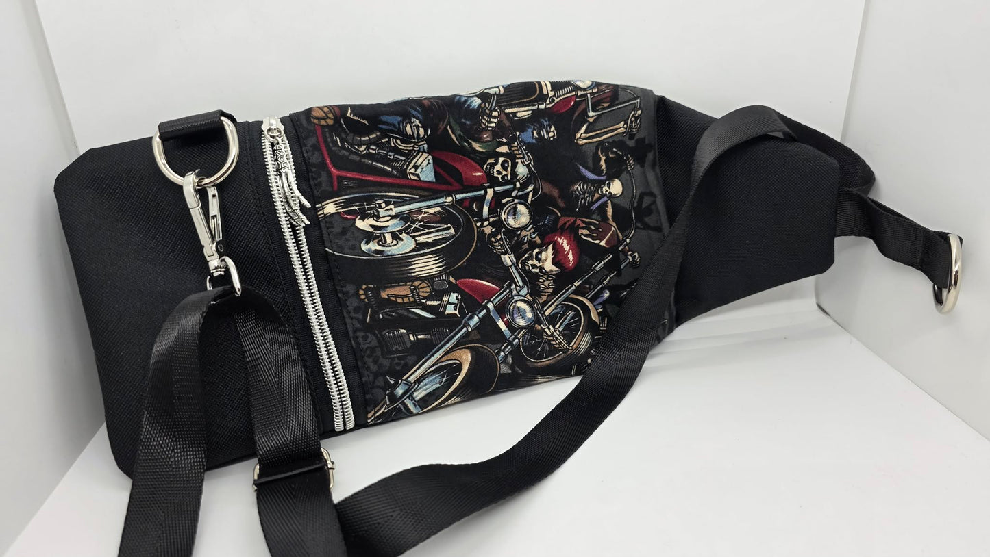 Skeletons on Motorcycles Crossbody Canvas Purse/bag