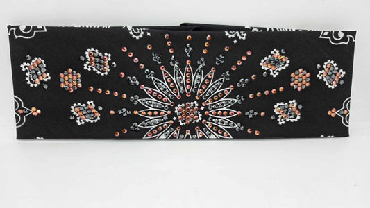 LeeAnnette Black Paisley Bandana with Lava and Black Austrian Crystals (sku40157)