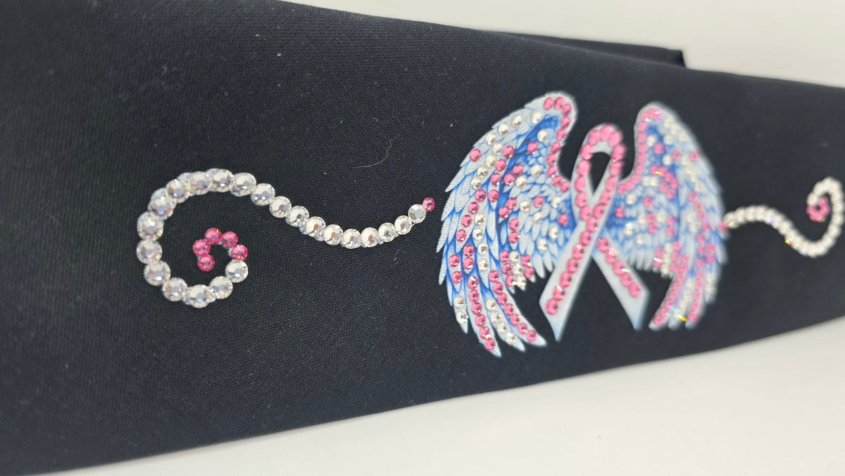 Ribbon and Wings Bandana with Pink and Diamond Clear Austrian Crystals (E60167)