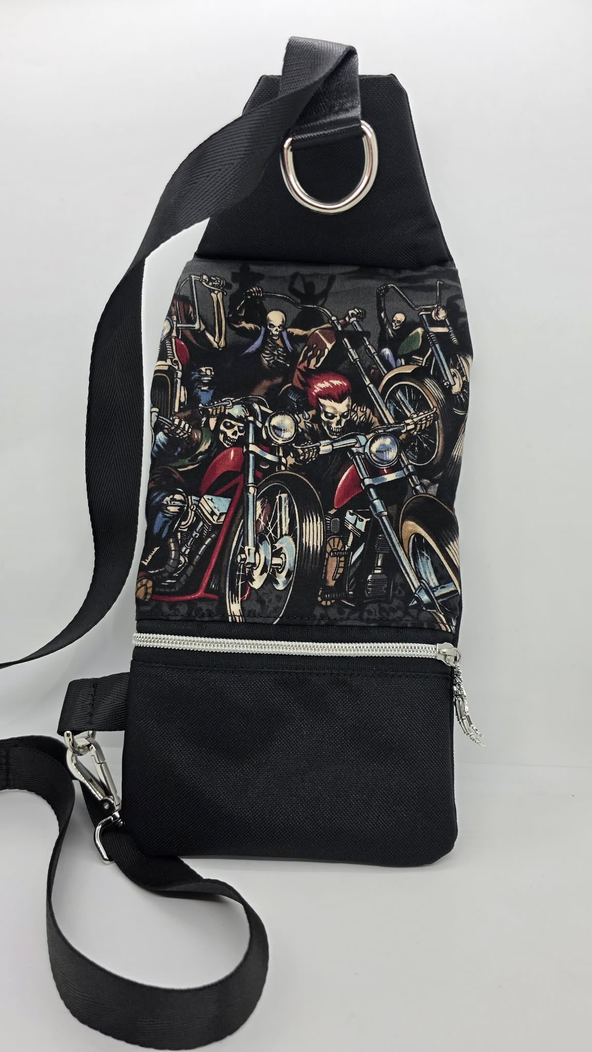 Skeletons on Motorcycles Crossbody Canvas Purse/bag