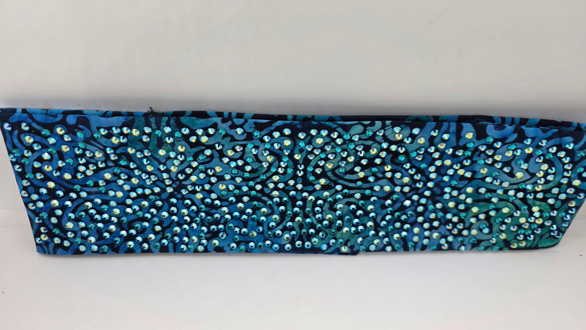 Super LeeAnnette Blue Batik Bandana with Dark Blue Shimmer, Green Shimmer and Dark Blue Austrian Crystals (S48207)