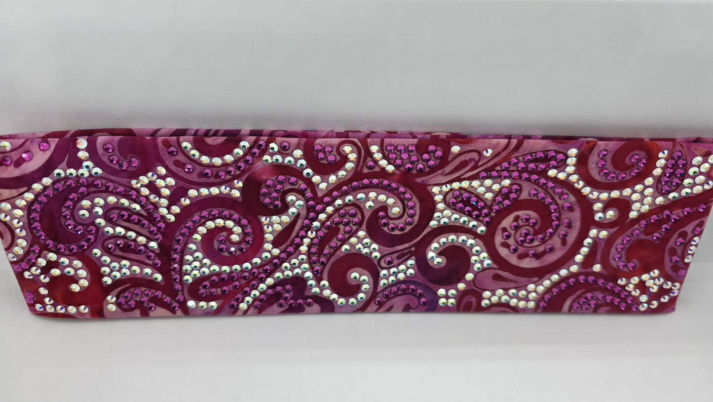 Super LeeAnnette Pink Batik Bandana with Fuchsia and Aurora Borealis Austrian Crystals (S48133)