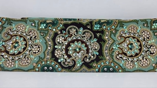 LeeAnnette Royal Green Bandana with Peridot Shimmer, Honey and Diamond Clear Austrian Crystals (L40259)