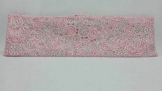 Super LeeAnnette Baby Pink Scrolls Bandana with Aurora Borealis and Diamond Clear Austrian Crystals (S48144)