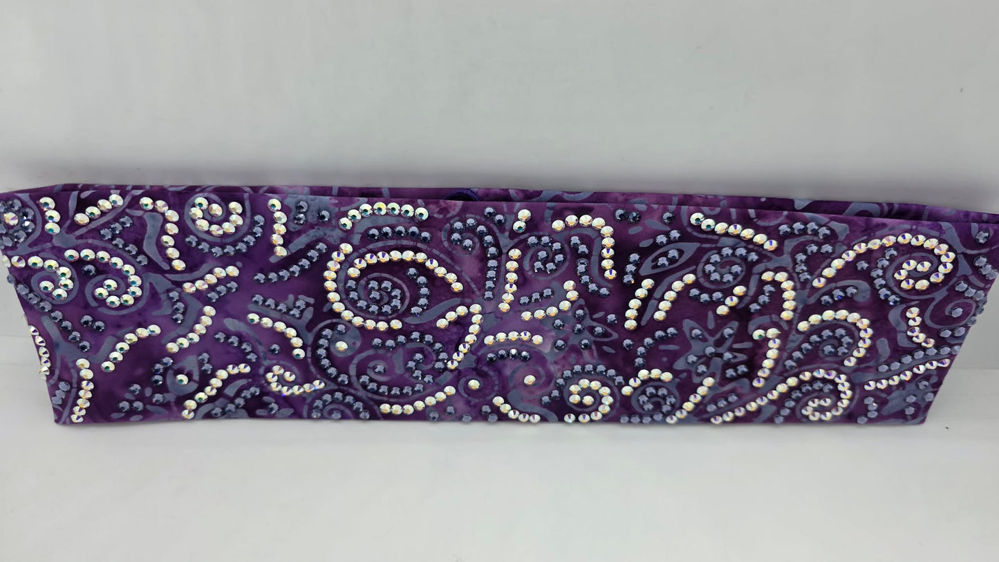 Super LeeAnnette Purple Batik Bandana with Light Purple and Aurora Borealis Austrian Crystals (S48142)