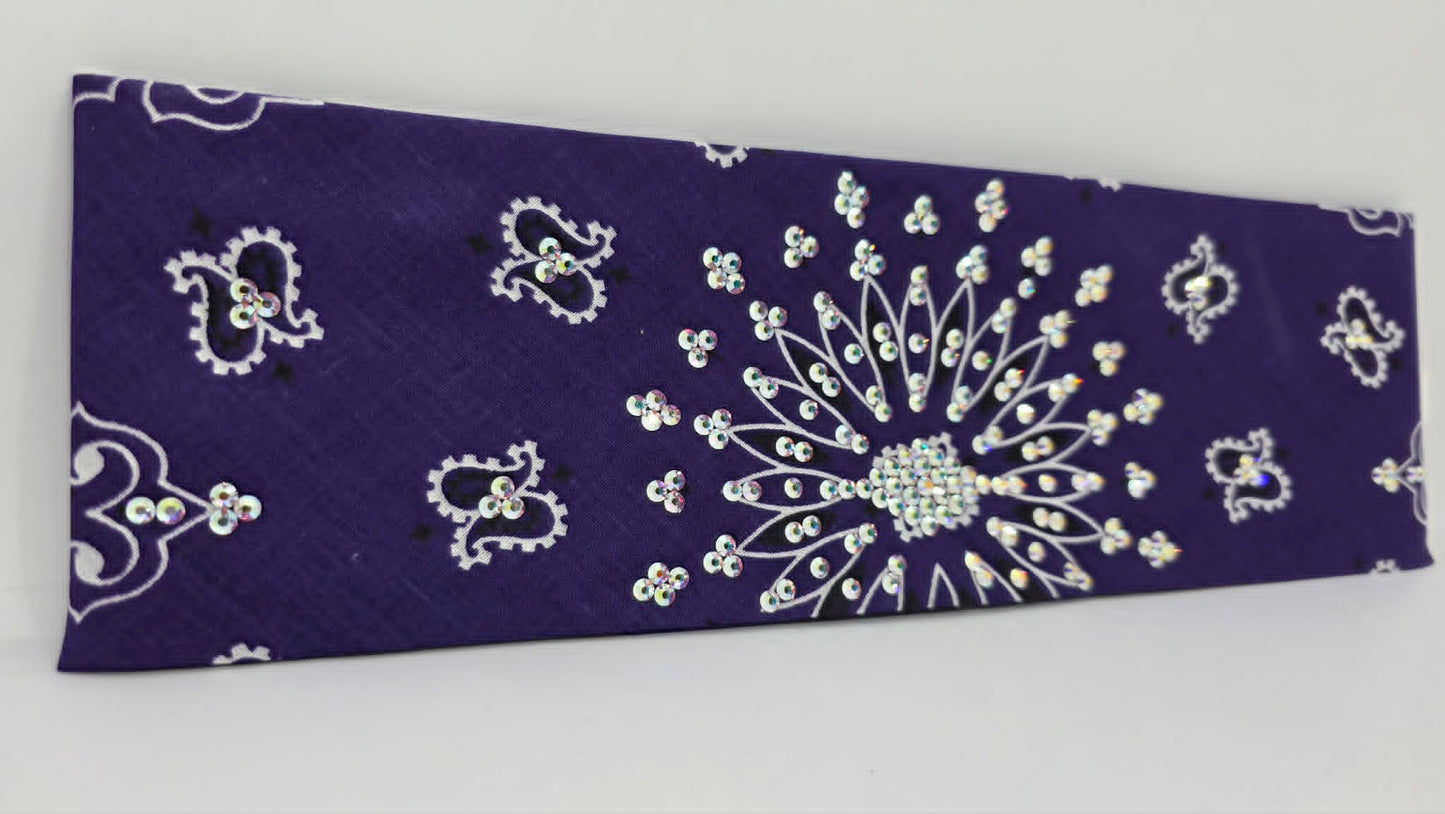 Purple Paisley Bandana with Aurora Borealis Austrian Crystals (E60134)