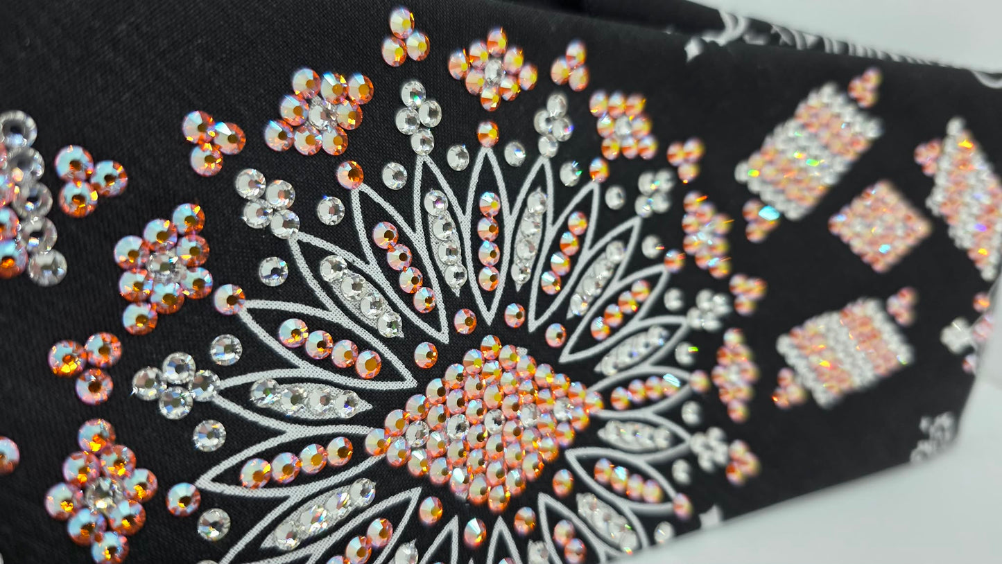 Super LeeAnnette Black Paisley Bandana with Sun Shimmer and Diamond Clear Austrian Crystals (S48118)