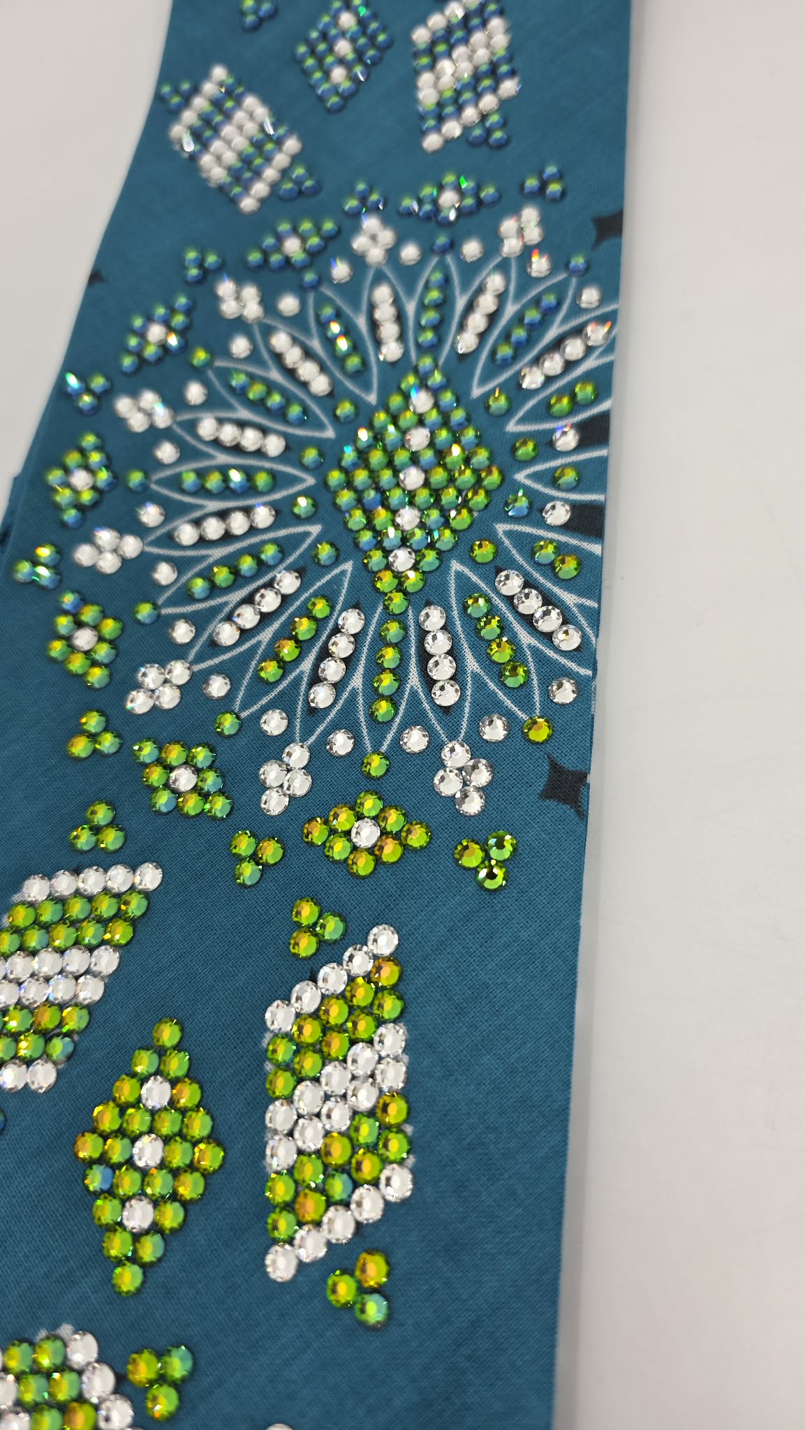 Super LeeAnnette Dark Teal Paisley Bandana with Vitrail and Diamond Sea Austrian Crystals (S48141)