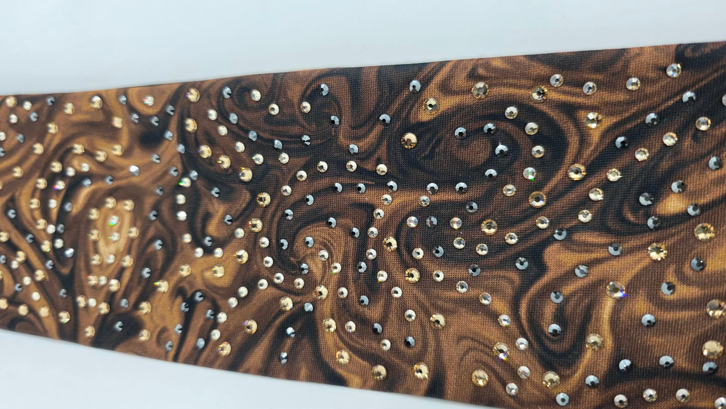 LeeAnnette Brown Marble Bandana with Golden Brown, Honey and Black Austrian Crystals (L40230)