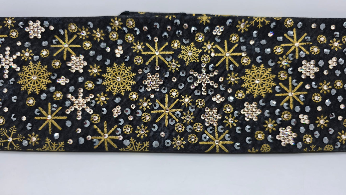 Super LeeAnnette Gold Snow on Black Bandana with Black and Honey Austrian Crystals (S48140)