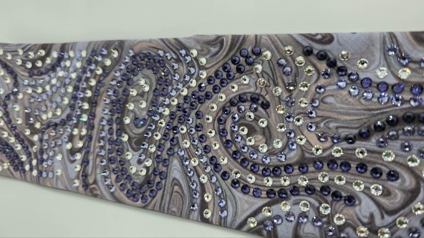 Super LeeAnnette Purple Marble Bandana with Dark Purple, Light Purple and Clear Austrian Crystals (S48132)