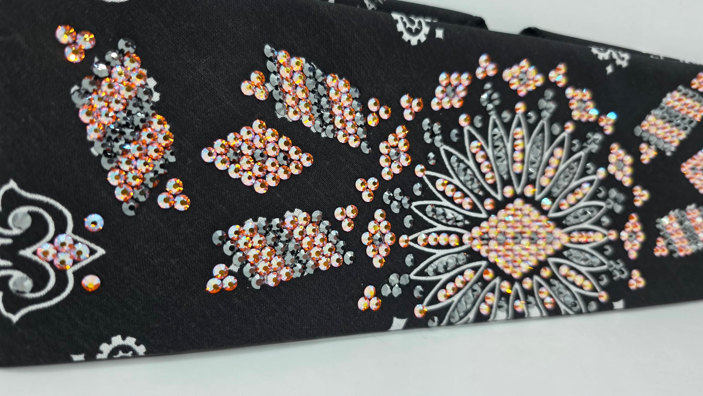 Super LeeAnnette Black Paisley Bandana with Sun Shimmer and Black Austrian Crystals (S48117)