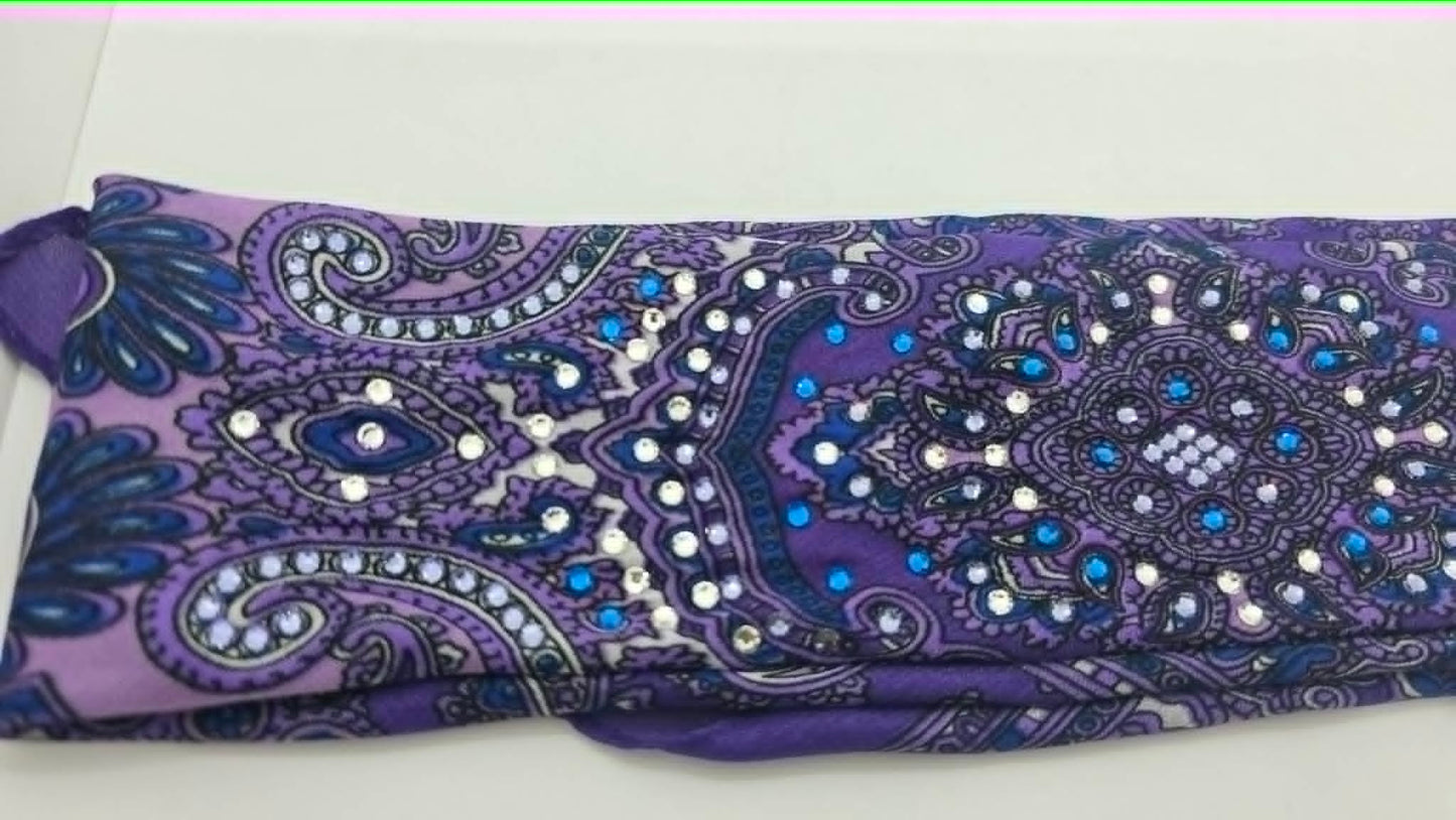 Purple Scarf with Capri Blue, Tanzanite and Diamond Clear Austrian Crystals (LS30004)