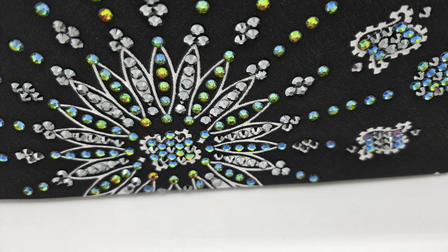 LeeAnnette Black Paisley Bandana with Vitrail and Black Austrian Crystals (L40201)