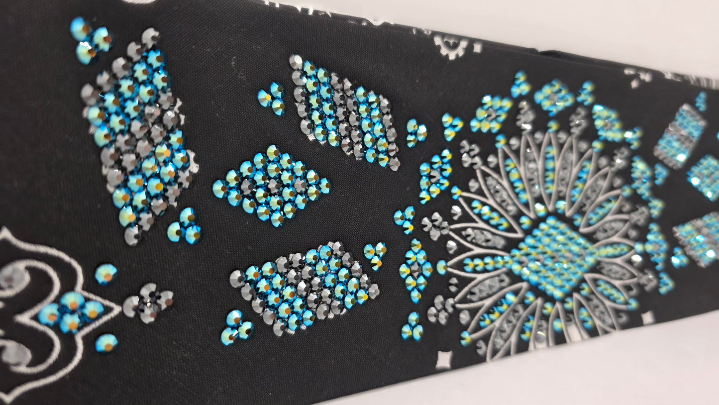 Super LeeAnnette Black Paisley Bandana with Jet Shimmer and Black Austrian Crystals (S48126)