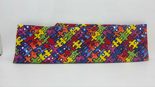 Autism Puzzle Pieces Bandana with Multiple Colors of Austrian Crystals (E60150)