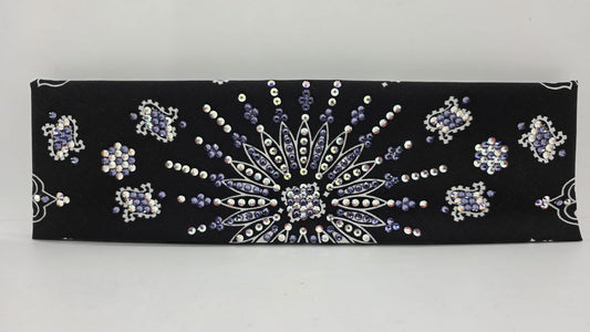 LeeAnnette Black Paisley Bandana with Light Purple and Aurora Borealis Austrian Crystals (L40202)