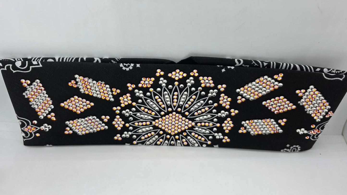 Super LeeAnnette Black Paisley Bandana with Sun Shimmer and Diamond Clear Austrian Crystals (S48118)