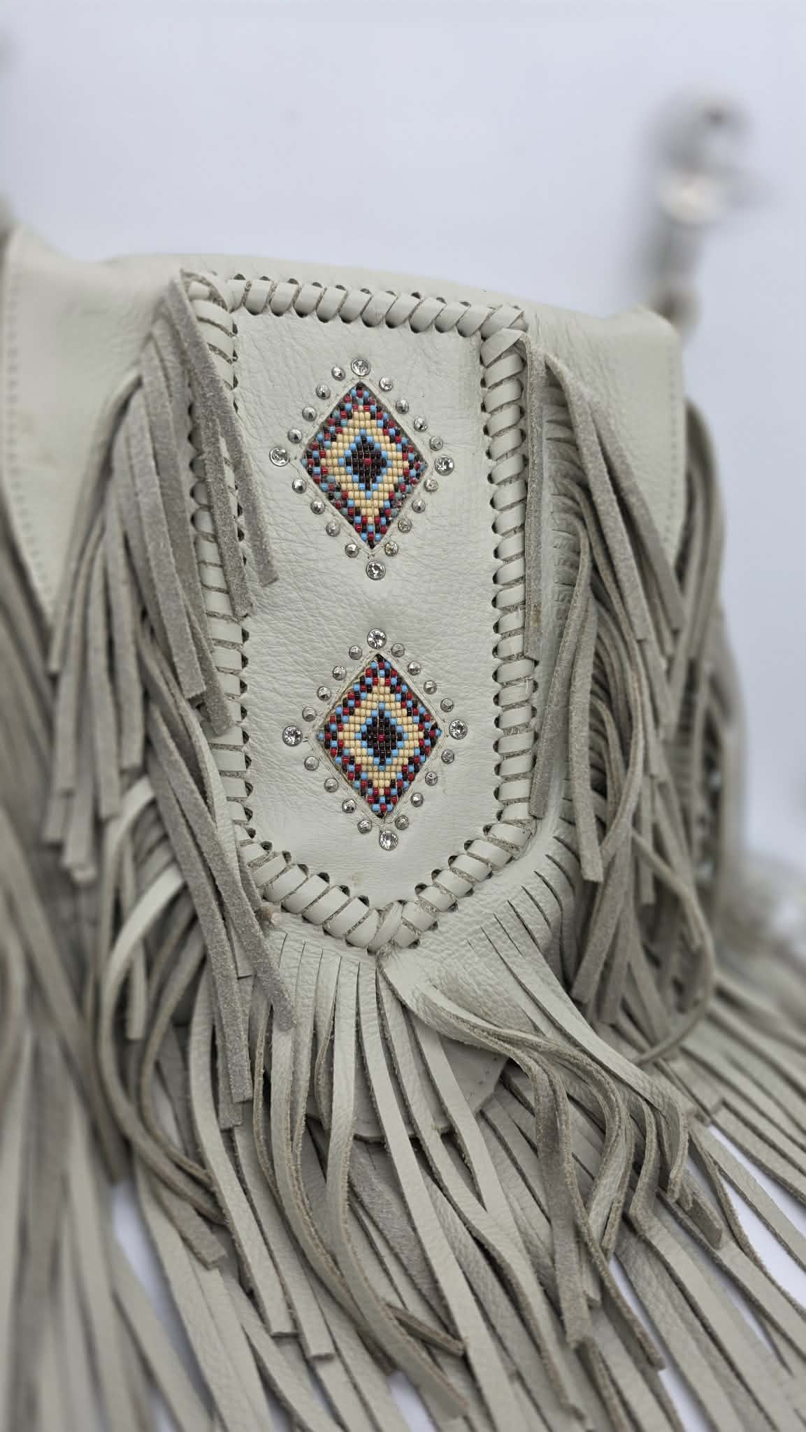 Grey Buck Skin Purse with Beading