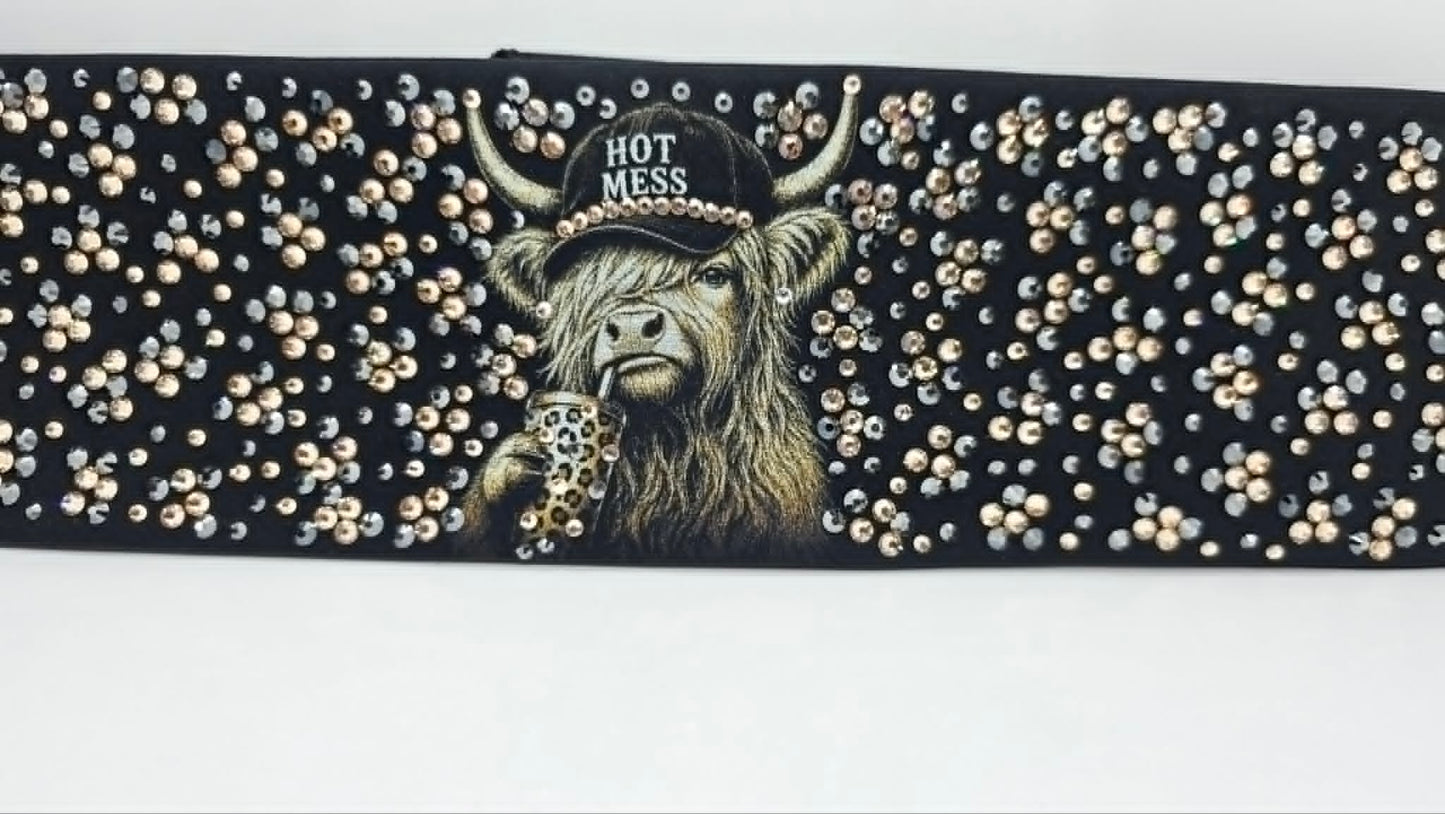 Super LeeAnnette Highlander Cows Bandana with Honey and Black Austrian Crystals (S48173)