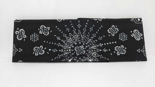 LeeAnnette Black Paisley Bandana with Black Austrian Crystals (sku40108)