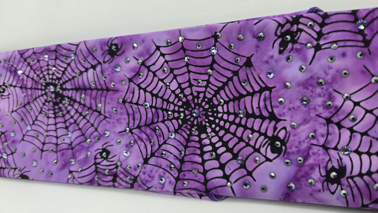 Purple Spider Webs Bandana with Light Purple and Black Austrian Crystals (E60123)