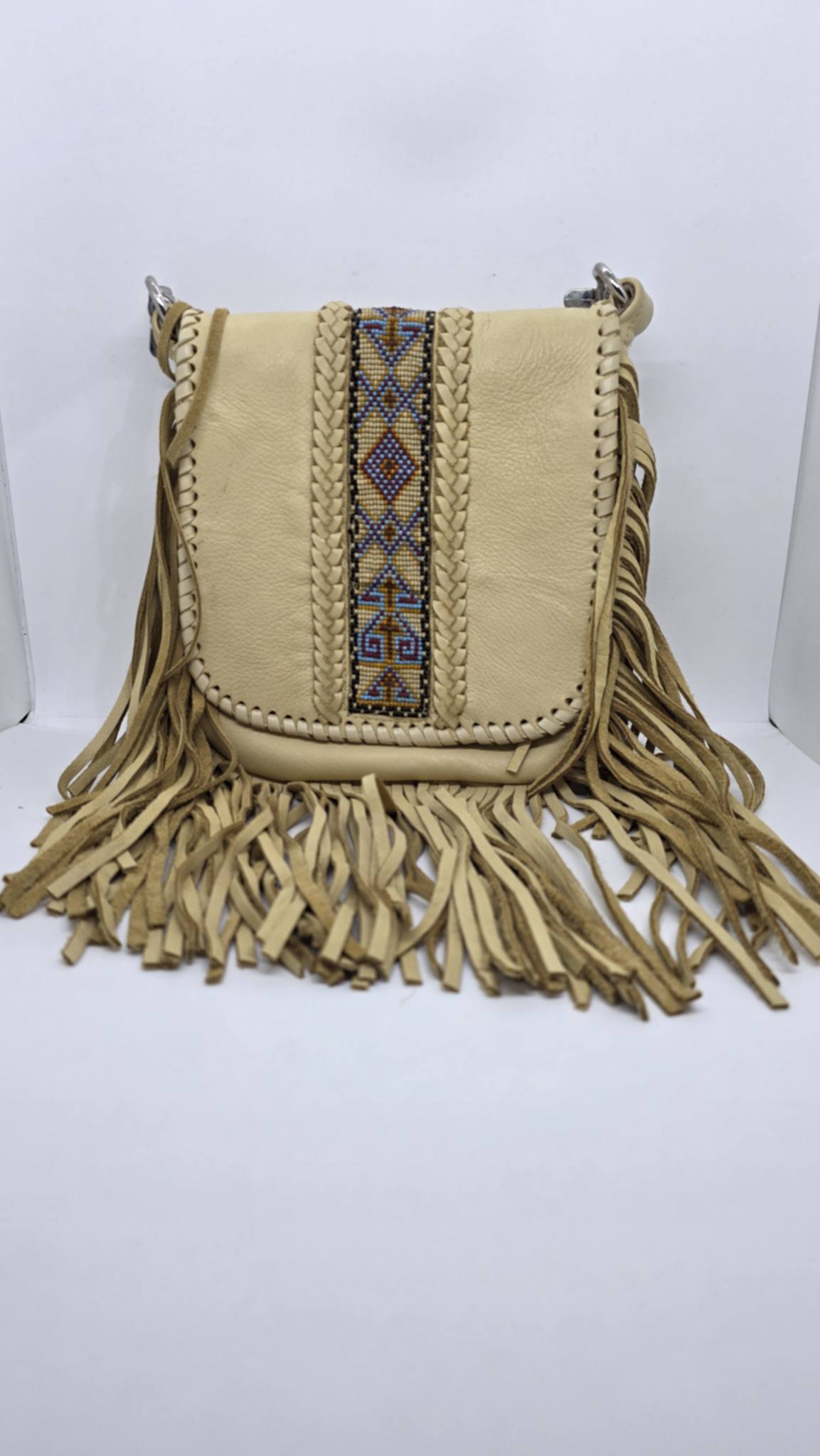 Cream Buck Skin Purse with Beading