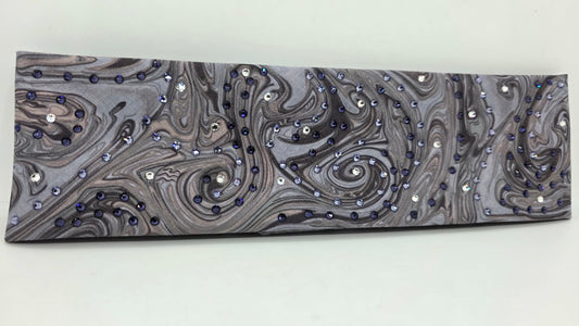 Purple Marble Bandana with Dark Purple, Light Purple and Clear Austrian Crystals (E60119)