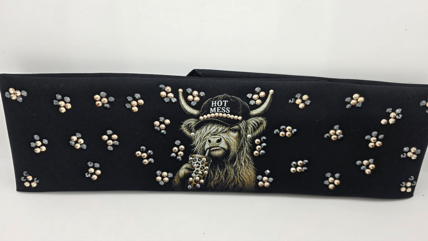 Highlander Cow Bandana with Honey and Black Austrian Crystals (E60156)