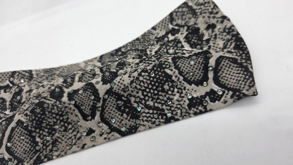 Stretchy Headband Snake Print with Black Diamond Crystals (Sku5494)