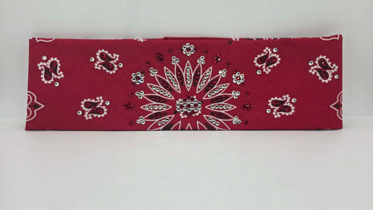 Red Paisley Bandana with Red and Diamond Clear Austrian Crystals (E60152)