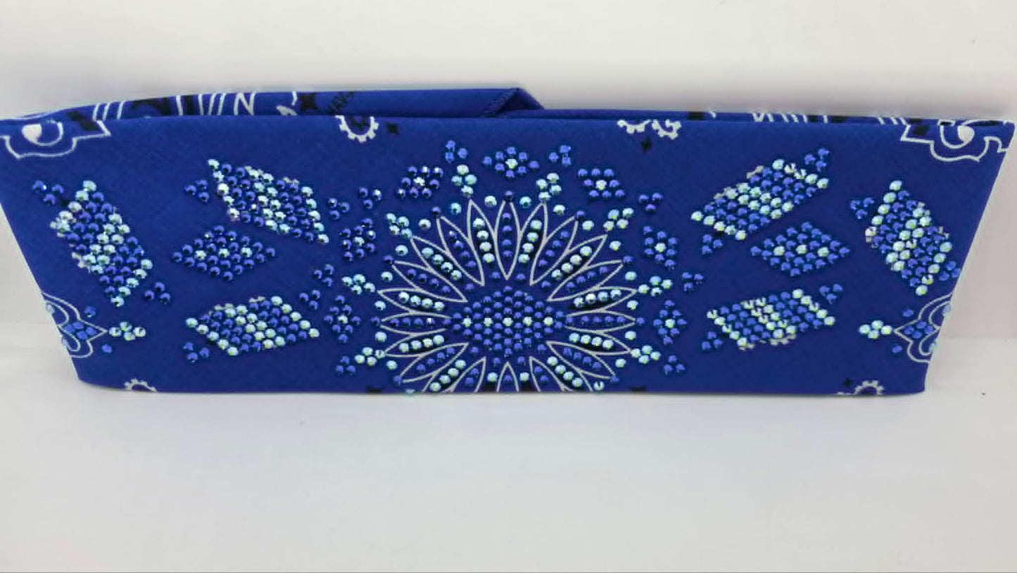 Super LeeAnnette Royal Blue Paisley Bandana with Sapphire and Blue Shimmer Austrian Crystals (S48154)
