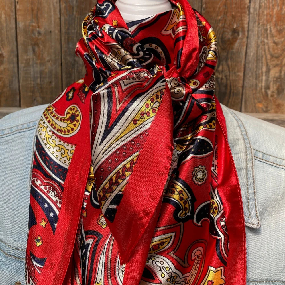 Plain Red and Yellow Paisley Scarf (P31005)