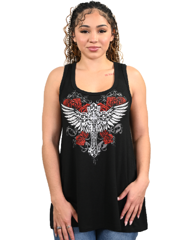 Black Cross and Wings Tank