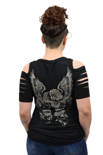 Purple Rose Cold Shoulder Shirt