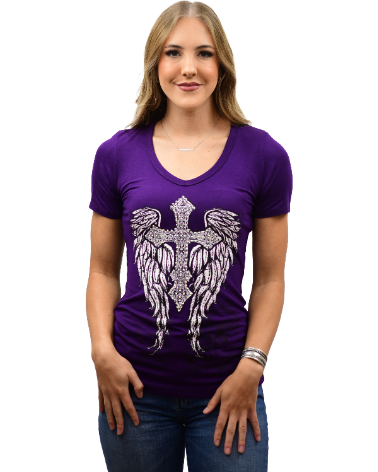 Purple Cross and Wings Shirt