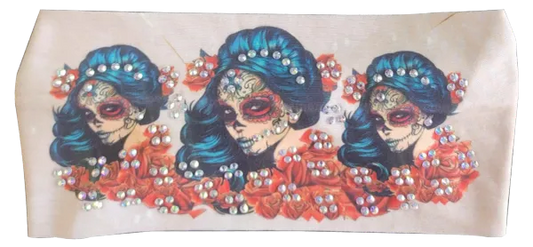 Stretchy Headband Painted Ladies with Aurora Borealis Crystals (Sku5485)