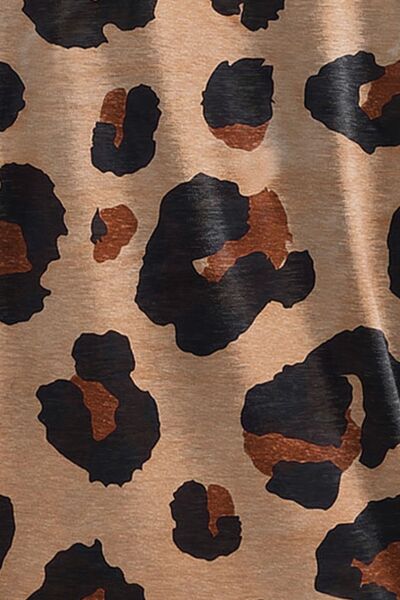 Leopard Half Button Short Sleeve T-Shirt
