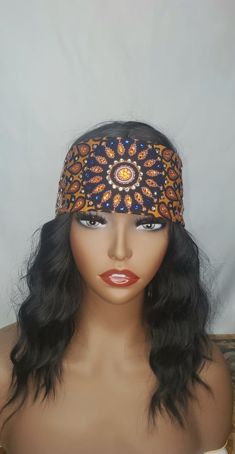 Mustard Indian with Orange, Blue and Diamond Clear Austrian Crystals (Sku1310)