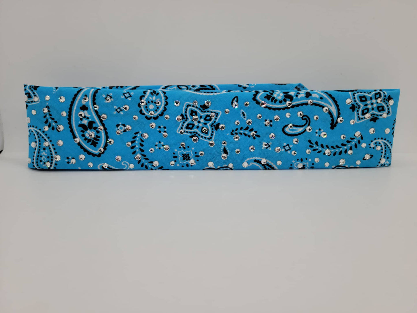 Narrow Baby Blue Scatter Paisley with Diamond Clear Austrian Crystals (Sku1456)