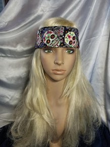 Narrow Grey Sugar Skulls with Multi-Colors of Austrian Crystals (Sku1876)