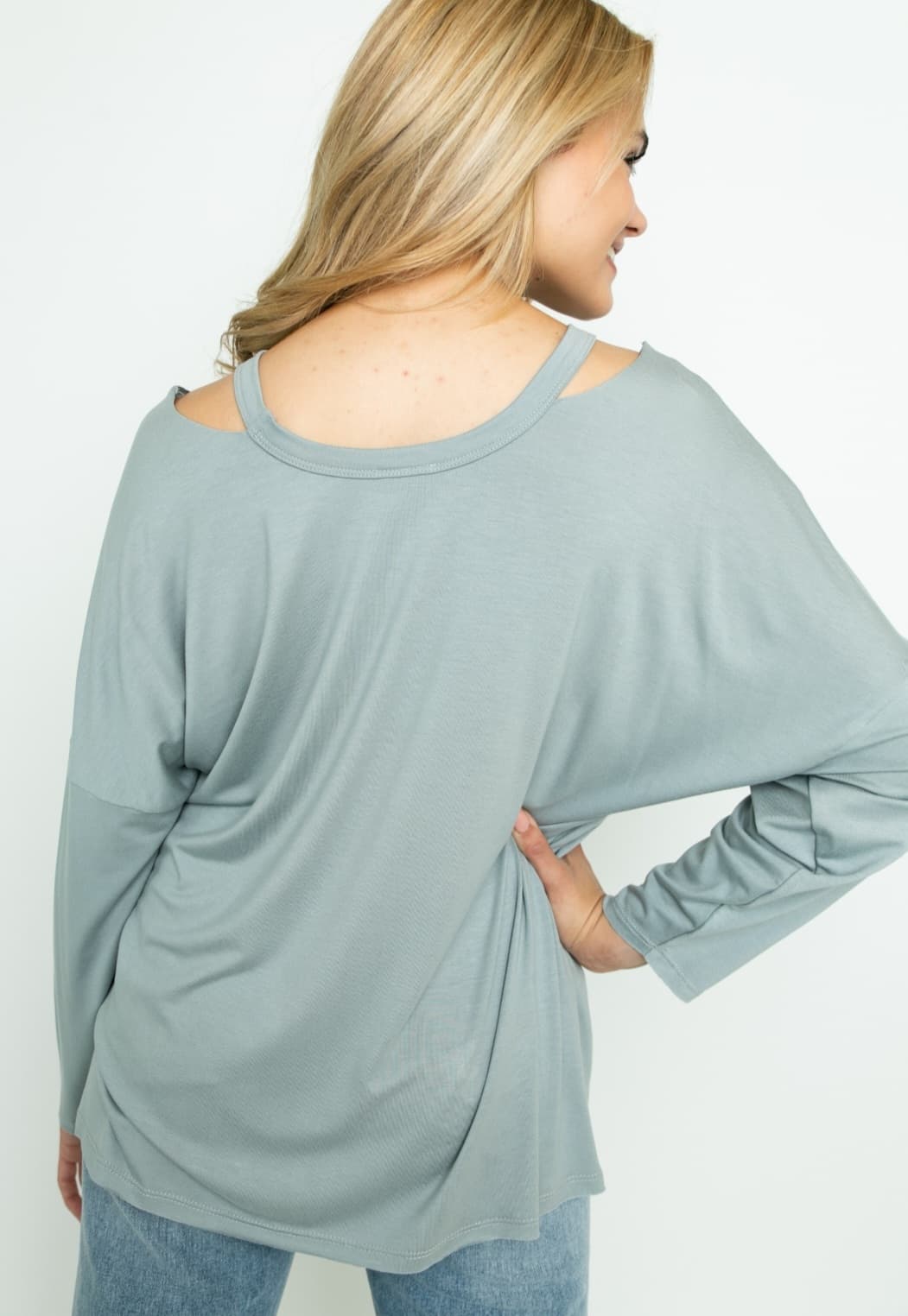 Soft Grey flowing shirt with Skull in Regular and Plus sizes