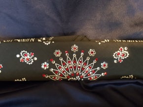 Narrow Black Paisley with Red and Diamond Clear Austrian Crystals (sku2067)